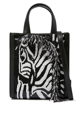 Manhattan Zebra Embellished Mini Tote Bag